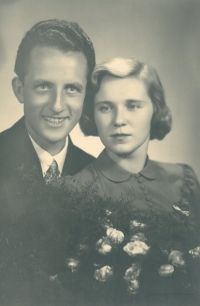Ladislav Král - wedding photo with his wife, September 1, 1951