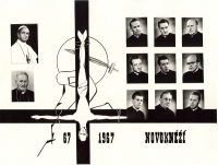 Board of new priests of 1967, Josef Pojezdný is in the middle on the left