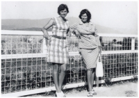 First visit abroad, Marta Kolesová on the right, 1971, Tivat Yugoslavia (Montenegro)

