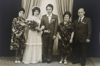 Wedding photo with their parents, 1979