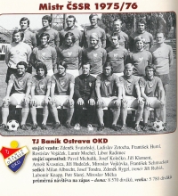 Mužstvo Baníku, které vyhrálo v roce 1976 československou ligu. Verner Lička na snímku chybí 