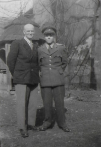 with his father in 1955