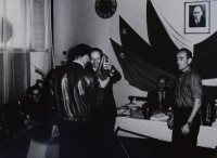 Děčín in 1956, when being awarded a prize 