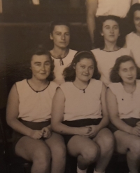 Sokol 1946, training school, Eva on the left