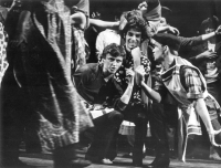 Musical Gentlemani, Václav Neckář in the middle, Josef Laufer above him, Karlín Musical Theatre, 1969