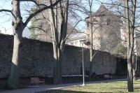 Současná podoba parku Budoucnost, kde v listopadu 1944 zahynuli čtyři spolužáci Miroslava Kotlase, Havlíčkův Brod, únor 2023