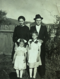 The Fikl parents with daughters Anna and Margareta, Comanesti, Romania, early 1950s