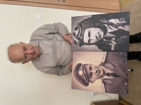 Alojz Novák with his portraits from his youth
