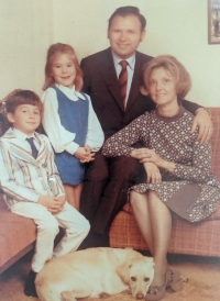 Václav Kříž in a family photo with his wife and children