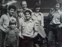 Jan Sláma with his family, 1980s