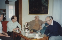 Michael Josef Pojezdný with brethren J. Řehák and Vít B. Tajovský (1987) 
