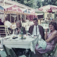In Vienna with her husband's great aunt Marie Burešová, husband Karel, Anděla Bečicová, July 1968 