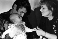 Anděla Bečicová with her husband and her grandson Dominik, year 1988 