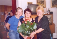 Sixtieth birthday celebration – Anděla in the middle with her niece Hanu and mother-in-law Anna, year 2003 