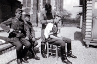Jan Klus's uncle Jiří Czudek (having his hair cut) in the Wehrmacht / World War II