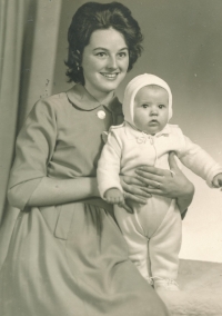 Petr Kolář with mother Marie Kolářová, 1962/1963