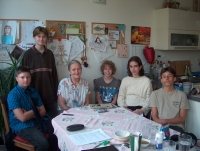 Marie Poláková with the student team during the recording for the project Stories of our Neighbors, 2022