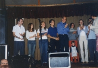 2002 - Norway, the newly elected governing body of EGTYF (European Good Templars Youth Federation) - Paul Borström (Norway), Beata Dubinova (Slovenia), Angela (Germany), (Italy), Emanuel (Italy), Anna Dovbakh and her daughter (Latvia), two from Sweden