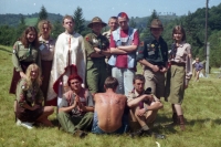 Organisers of the Punk Plast camp near the village of Krushelnytsia, Skole district. 2000.