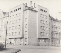 
Valerie Princlová's family home photographed from the site of the former Škoda headquarters, around 1975–1977
