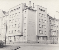 
Valerie Princlová's family home photographed from the site of the former Škoda headquarters, around 1975–1977
