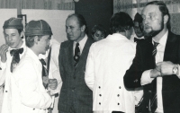 Helena Pletichová - husband Zdeněk Pleticha (right) at a vocational school in Písnice, 1988