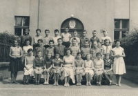 Helena Pletichová - sitting fourth from the left, 1959