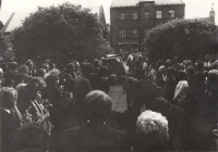 View from the church door following Pavel Wonka’s memorial service; Vrchlabí, 1988