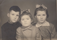 Dušan with sisters Alena and Eva; Hostinné 1959