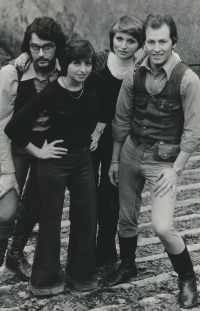 Josef Štágr (on the left) and the Planety music band around 1977