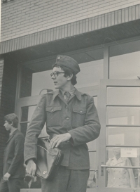 Military training at the University of Economics and Business, October 1971