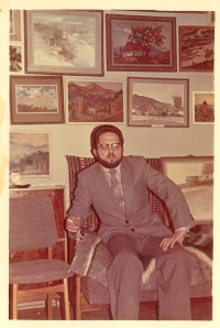 Photo of Myroslav Gudz at his home in his apartment on Kalicha Hora, Lviv, 13 February 1983.