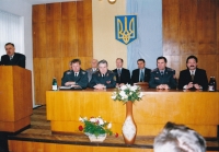 In the photo: B. Romaniuk, I. Motrynets, V. Lutsenko, B. Stefaniuk, B. Shkarada, V. Riaboshapko. Railway District Department, 1993.