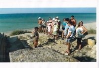 The Belyaus tract, at an archaeological site. Halyna Volodymyrivna leads the tour. 1990s.