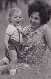 Alexandra Strnadová with her son, David, the late 1960s 

