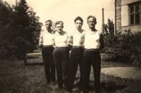 Members of the Sokol movemet in Bílý Potok, the contemporary witness's father František Janděra is second from the right