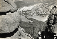 The view of Bílý Potok from Polední kameny on a historical postcard