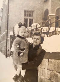 With her mother during the war in Jablonec