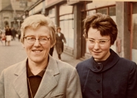 His sister, Maja, with his mother, in Prague, 1963