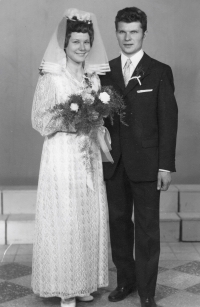 Wedding photo of Mr. Krupka and Mrs. Krupková, 1973