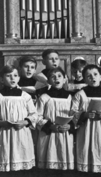 Pavel Mejsnar at Schola cantorum, Strahov Monastery, 1946. The tallest boy in the back
