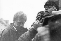 Václav Havel at the first permitted protest in Škroupovo Square in Prague, 10 December 1988 