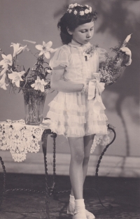 Alexandra Strnadová, a photo of a Jewish girl taken during her confirmation ceremony, a sacrament serving as an introduction into a Christian life 

