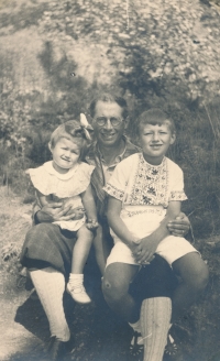 Father Prokop Stanislav with children Hana and Zdeněk