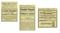 Reklamy na dřevěné zboží v Bílém Potoce v Adresáři Protektorátu Čechy a Morava pro průmysl, živnosti, 1939