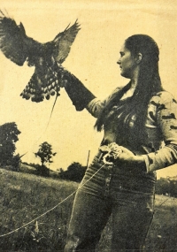 Marie Poláková with a falcon
