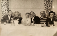 Erika and Kurt Louda at their wedding with their parents - the Franzels on the right, the Loudas on the left