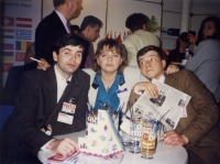 March 1996 - CEBIT exhibition in Hanover, from left to right: Stanislav Mikhnovsky, Ellina Shnurko-Tabakova, Alexey Efetov
