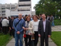 2010 - classmates (class of 1989, physics department of the Kyiv State University), from left to right: Yevhen Balakin, Larysa Dzhum, Ellina Shnurko-Tabakova, Ihor Voznenko