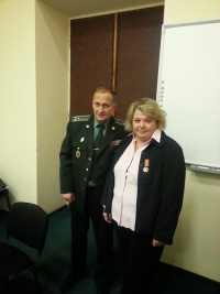 December 2014 - the first award, from left to right:  Volodymyr Rapko (now Lieutenant General), Ellina Shnurko-Tabakova